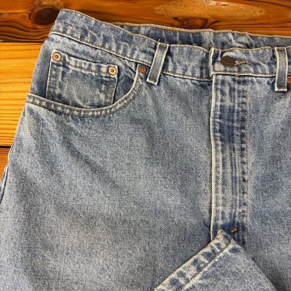 Vintage 1991 Levi's 505 Denim Jeans Men's Size 36x30 Black Bat Wing Made in USA
